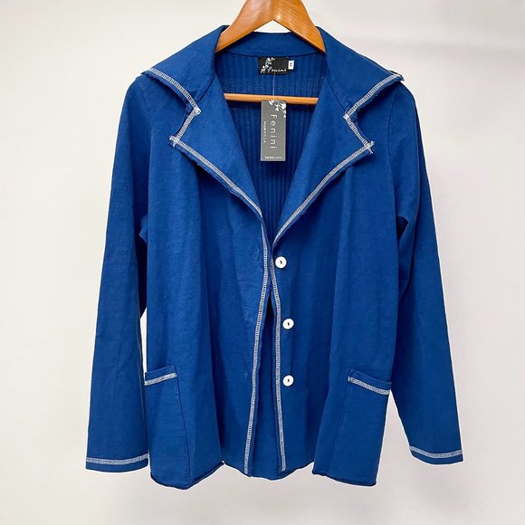 NEW Women's Fenini Unstructured Blazer Jacket, 100% Cotton - Picture 1 of 8